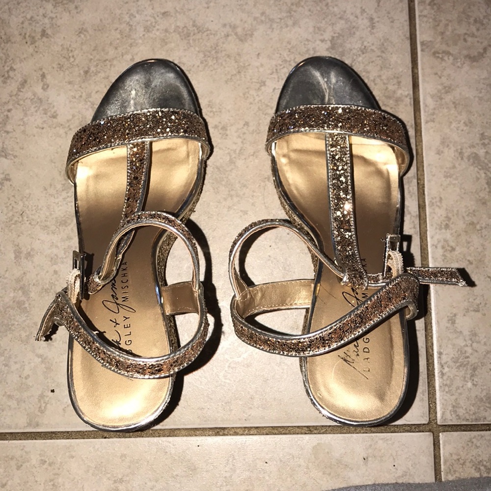 Gold sequin heels